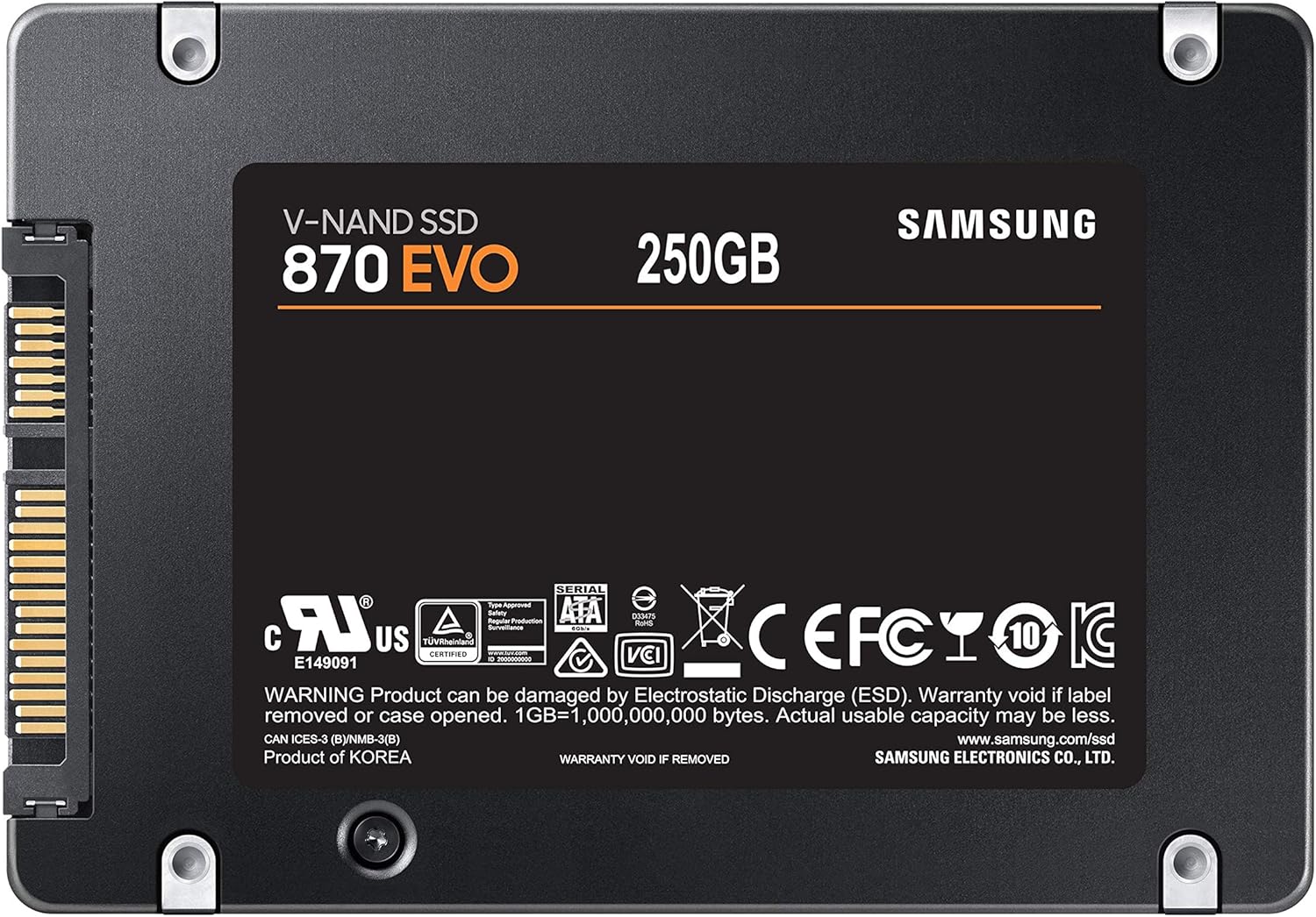 Samsung 870 EVO 250 Go — vue d’ensemble